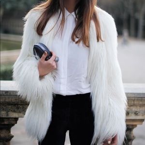 Zara White Faux Fur Jacket.